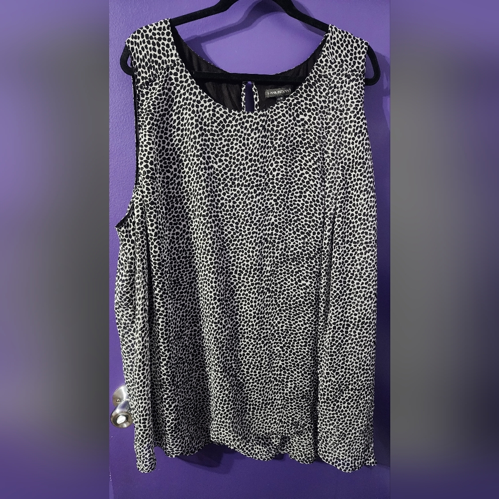 Lane Bryant Black and White Dotted Sleeveless Tank